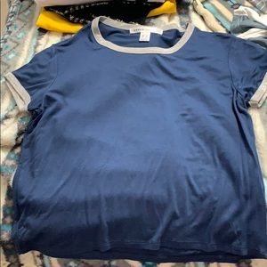 3/$15 cropped blue baseball tee